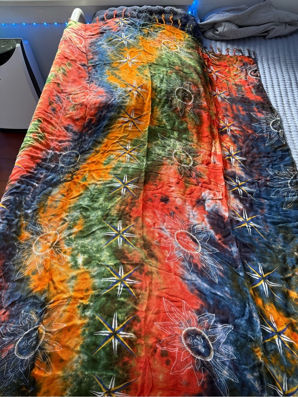 Vintage-inspired tie-dye sarong.